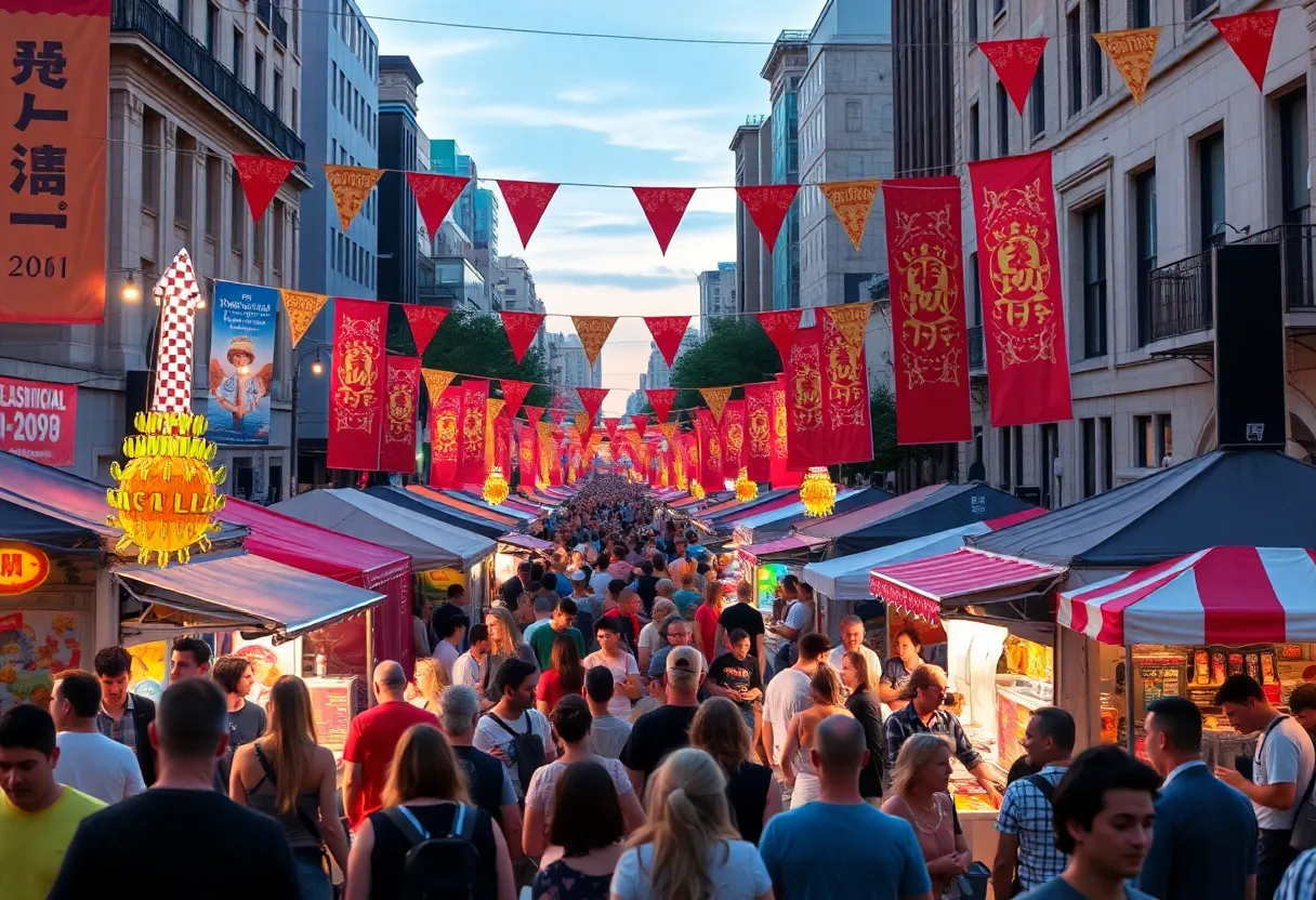 Crowds enjoying festivals in Raleigh, NC in September