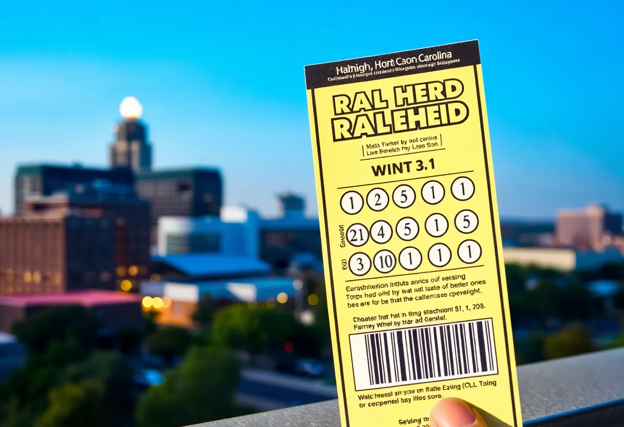 Scratch-off lottery ticket showing winning amount in Raleigh