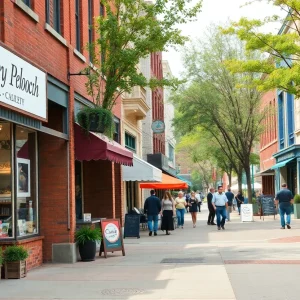 Colorful storefronts in Raleigh showcasing small businesses.
