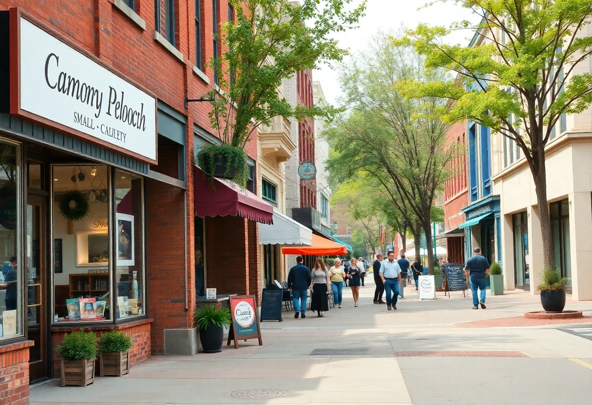 Colorful storefronts in Raleigh showcasing small businesses.