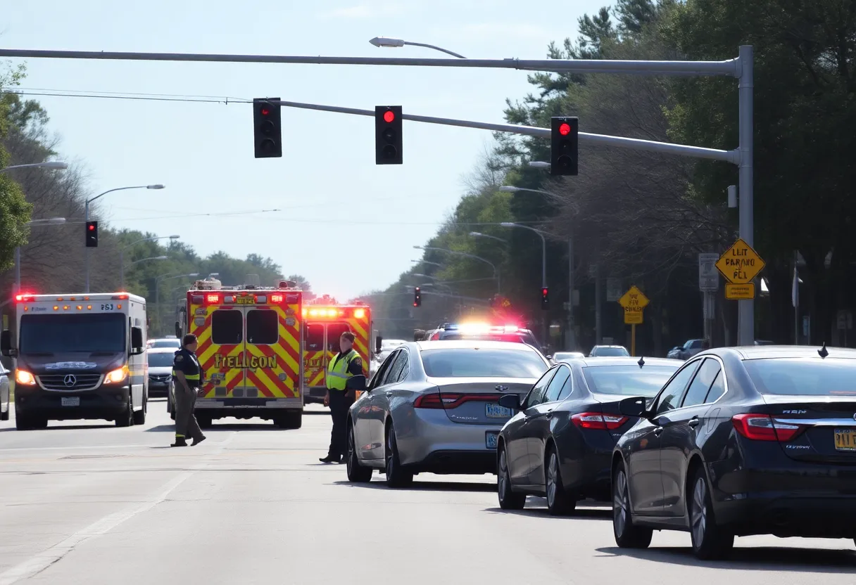 Emergency responders at a traffic accident scene in Raleigh, NC