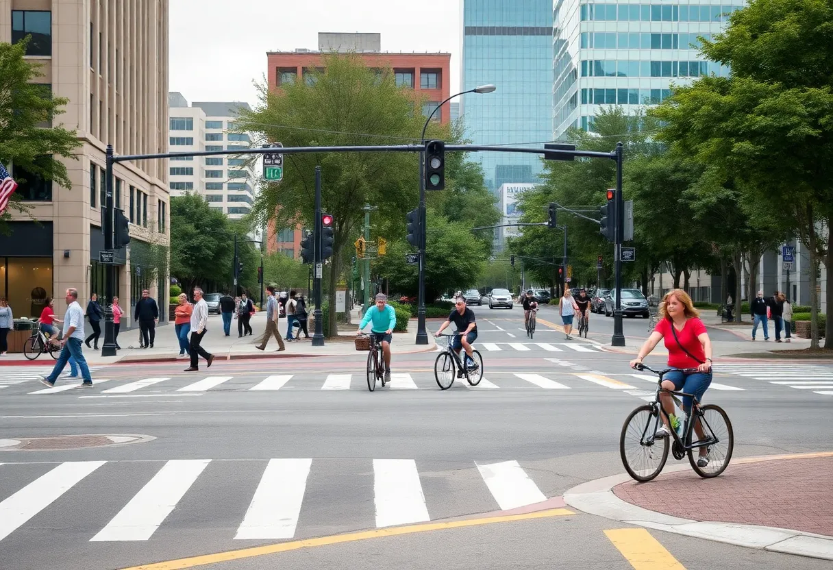 Raleigh intersection with pedestrians and cyclists