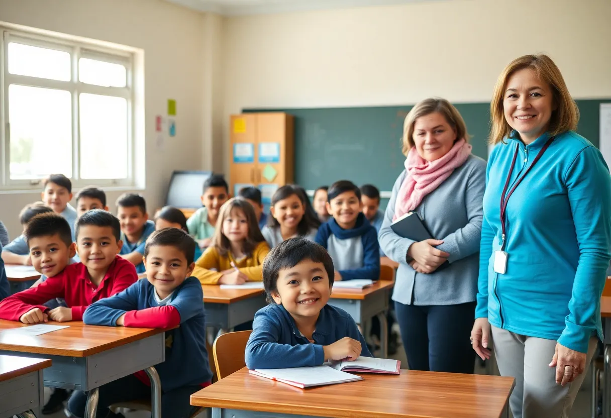 Students engaged in a safe classroom environment, promoting school safety.