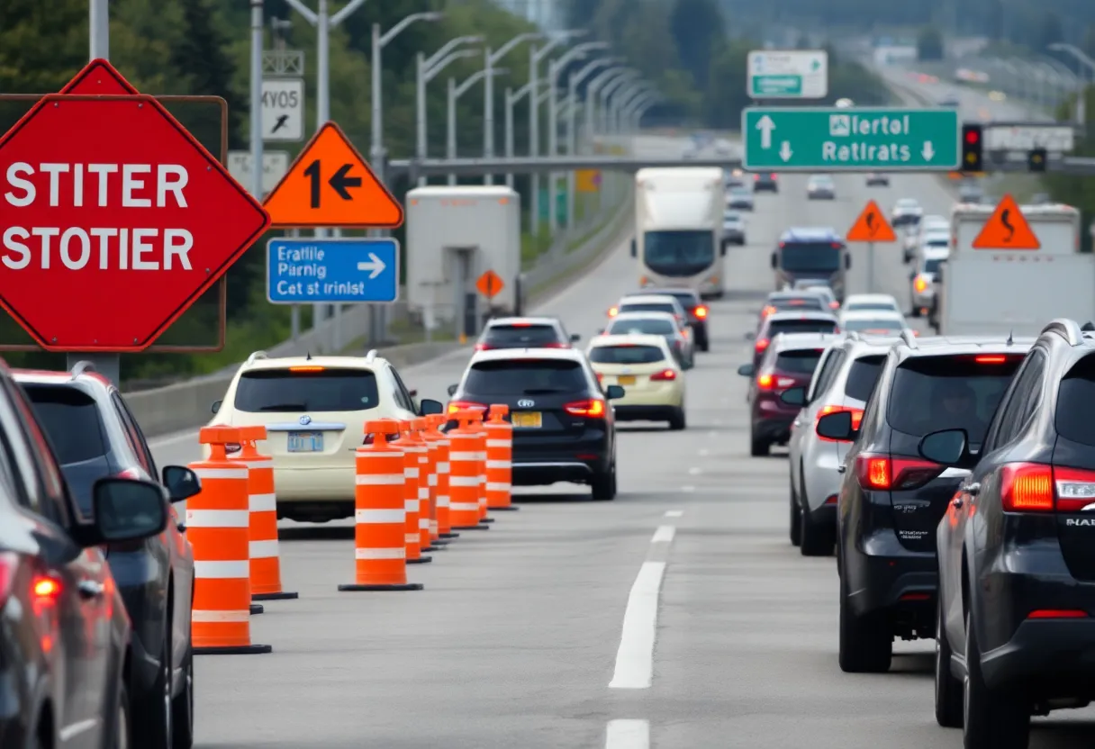 Traffic congestion on I-90 in Seattle due to construction and an accident