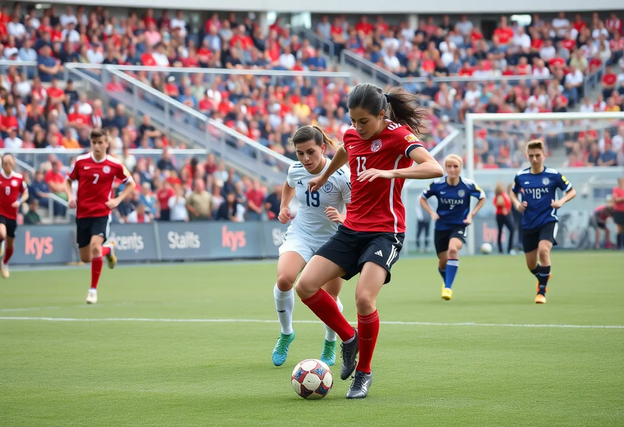 North Carolina men's soccer team competing against N.C. State in a scoreless draw.