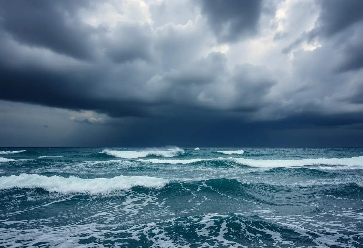 Stormy ocean waves during Tropical Storm Imelda