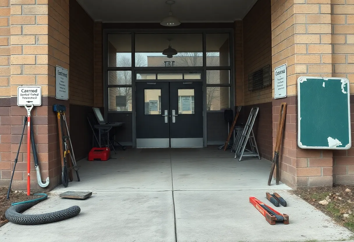 Maintenance issues at Uvalde school entrance