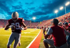 Virginia Tech football players celebrating after a game