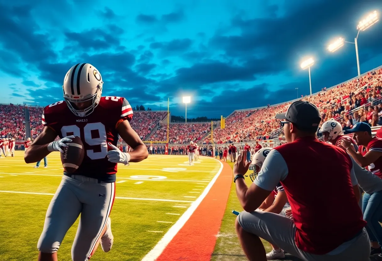 Virginia Tech football players celebrating after a game