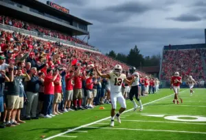 Virginia Tech players celebrating victory during the game against N.C. State