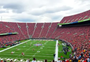 Virginia Tech football team celebrating a victory
