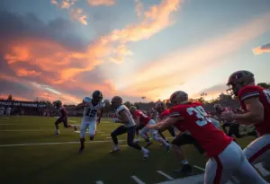Virginia Tech football team celebrating victory over N.C. State