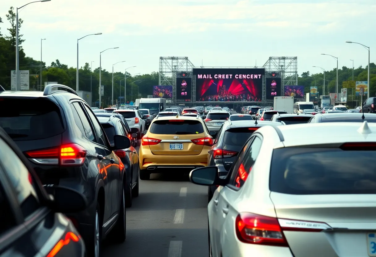 Constrained traffic near the Breezy Bowl XX event at Carter-Finley Stadium