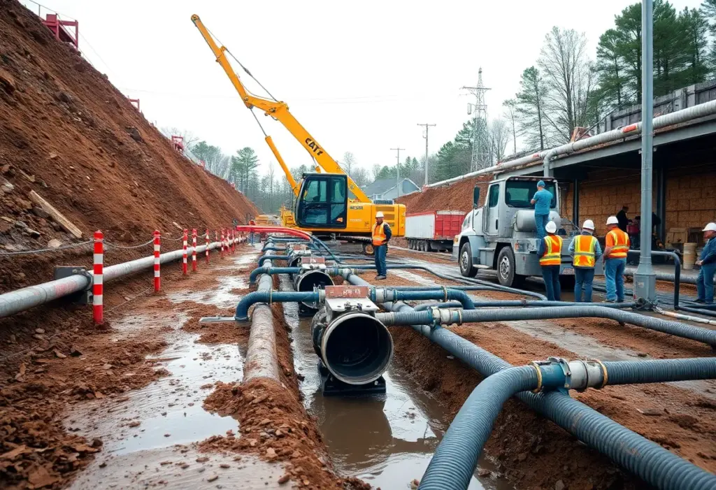 Construction site of Cardinal Infrastructure Group with wet utility installations