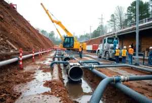 Construction site of Cardinal Infrastructure Group with wet utility installations