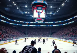 Carolina Hurricanes players in action during their season opener against the New Jersey Devils.