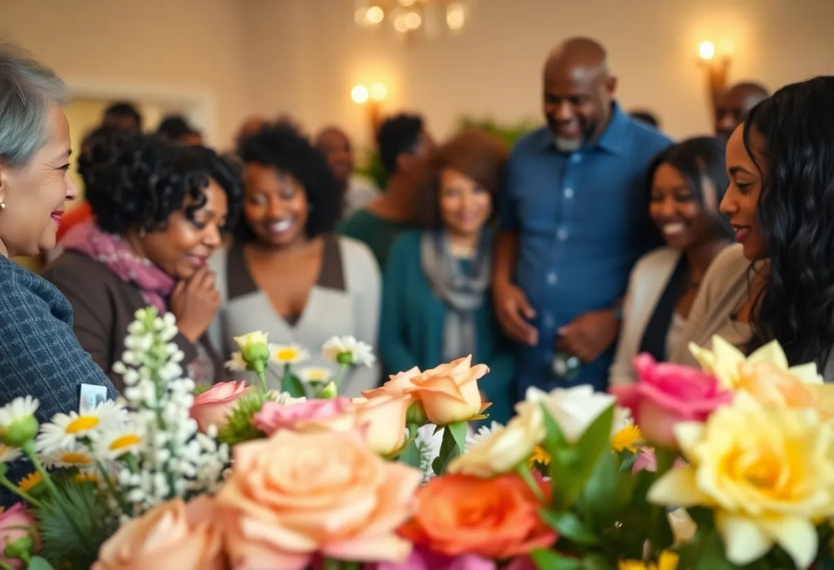 Community members gathering to honor a legacy of service.