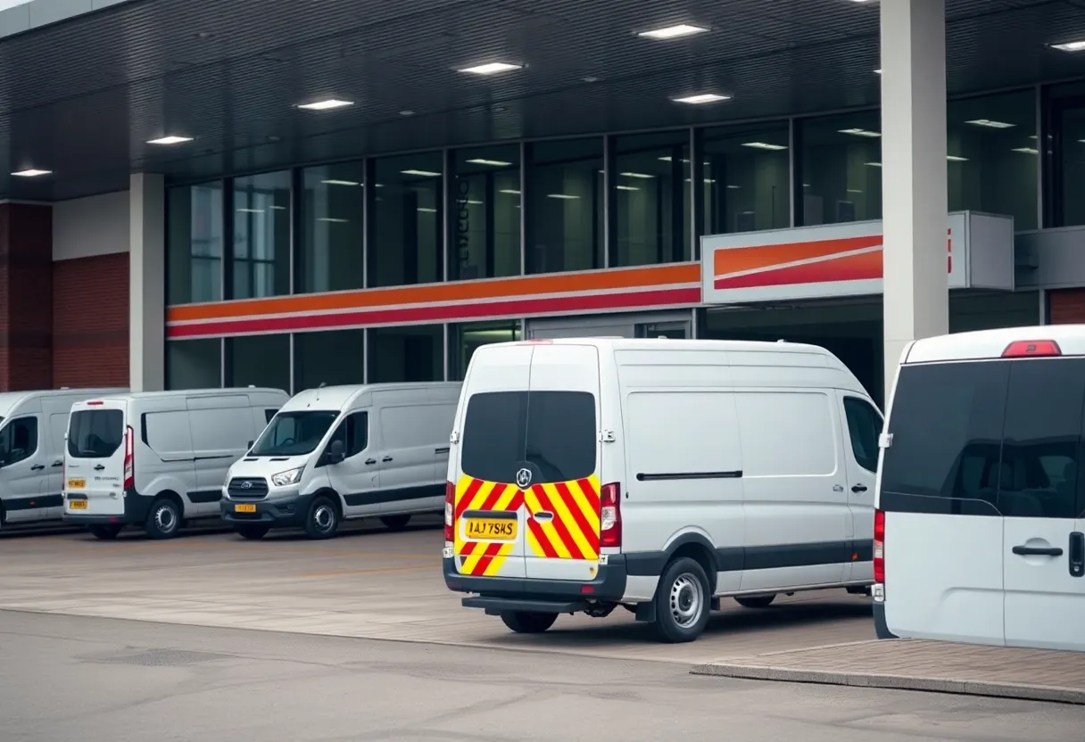 Abandoned CNC Logistics delivery station with vans