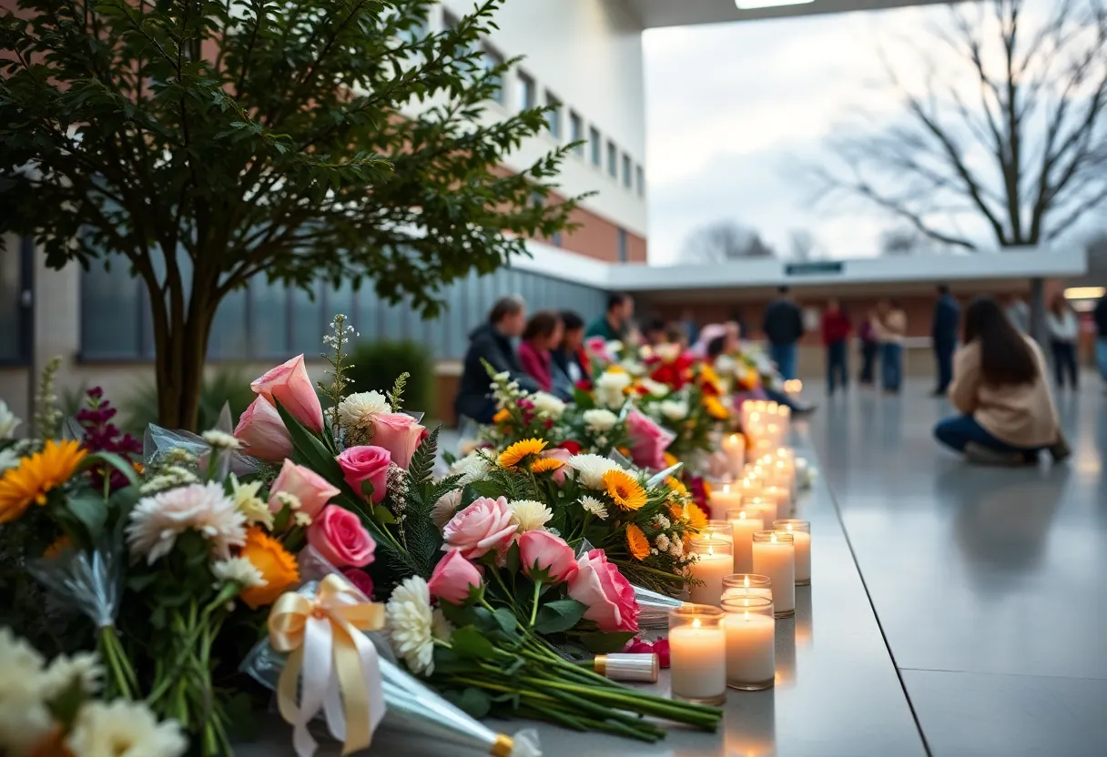 People gathering to pay respects after the Ben Lomond High School shooting