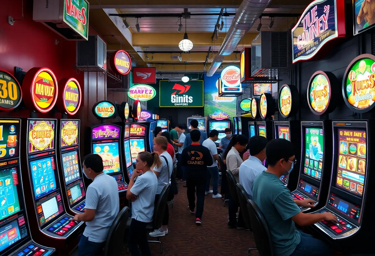 Customers playing electronic gaming machines in a North Carolina establishment