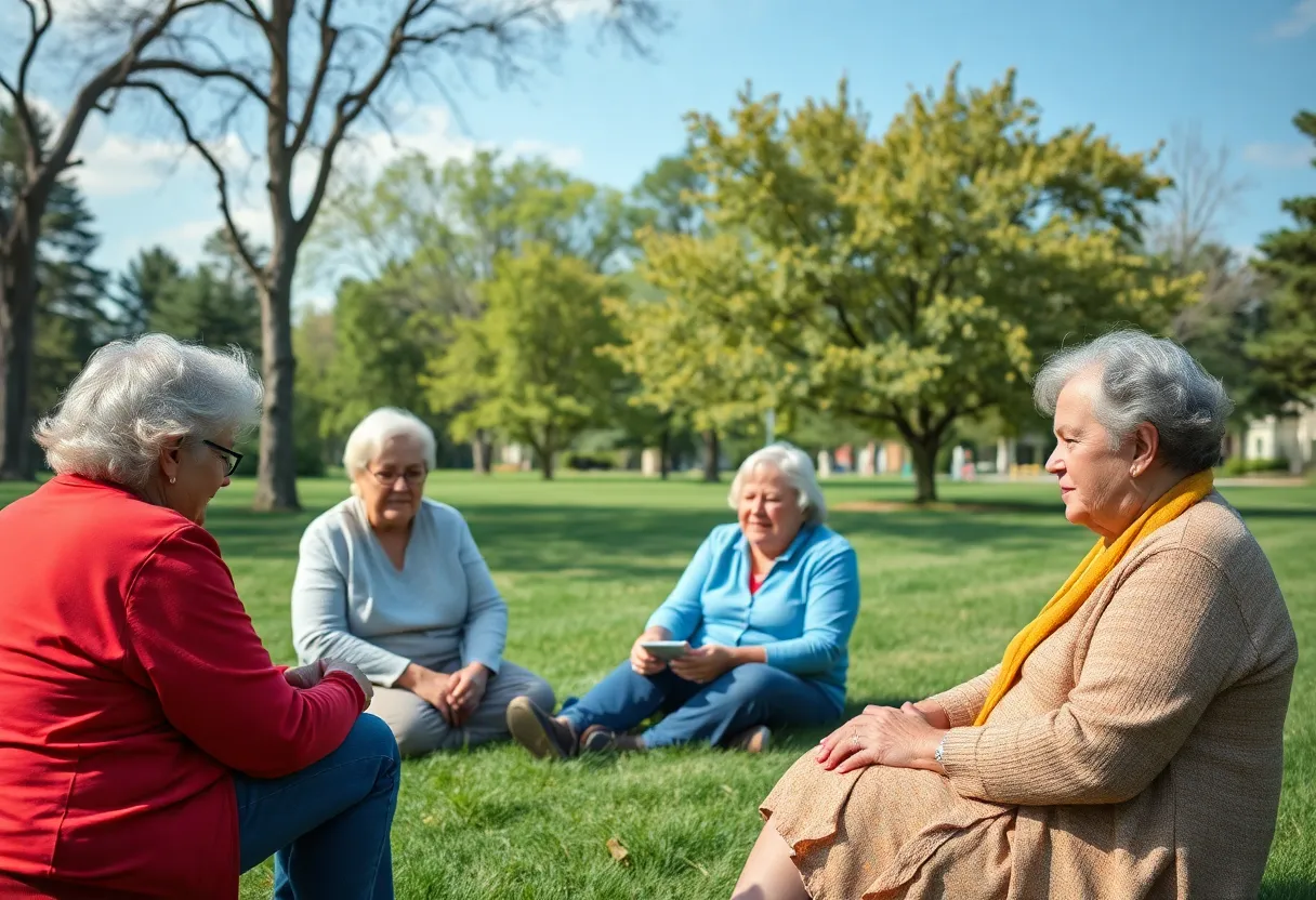 A peaceful gathering in Falconer Park, showcasing community spirit.