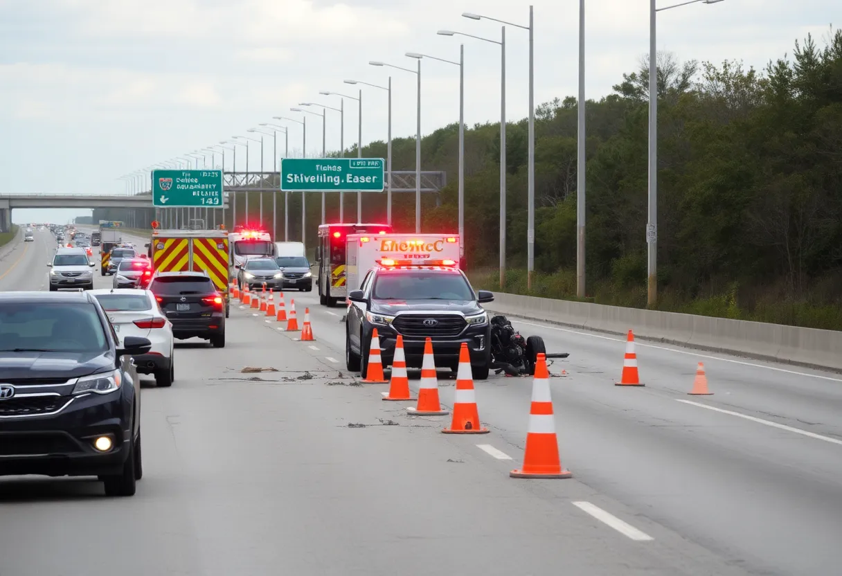 Emergency response at a traffic crash scene on I-40 West.