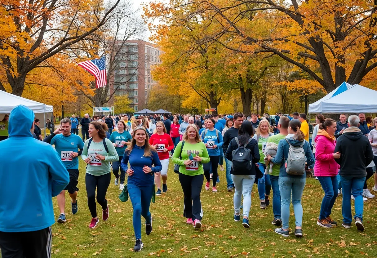 A collage of health events in Raleigh NC showing people walking and engaging in health activities.