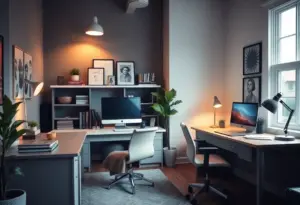 A well-designed home office space with ergonomic furniture and natural light.