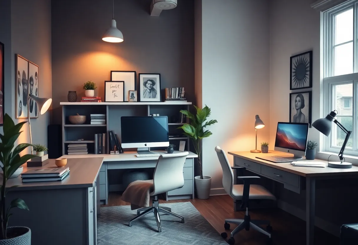A well-designed home office space with ergonomic furniture and natural light.