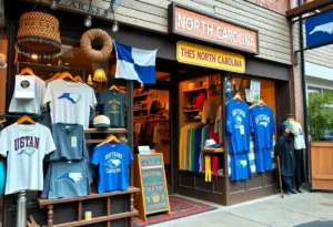 Exterior of House of Swank Clothing showcasing local merchandise in Raleigh.