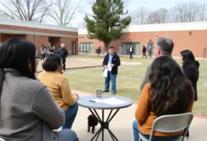 Community meeting discussing potential school closures