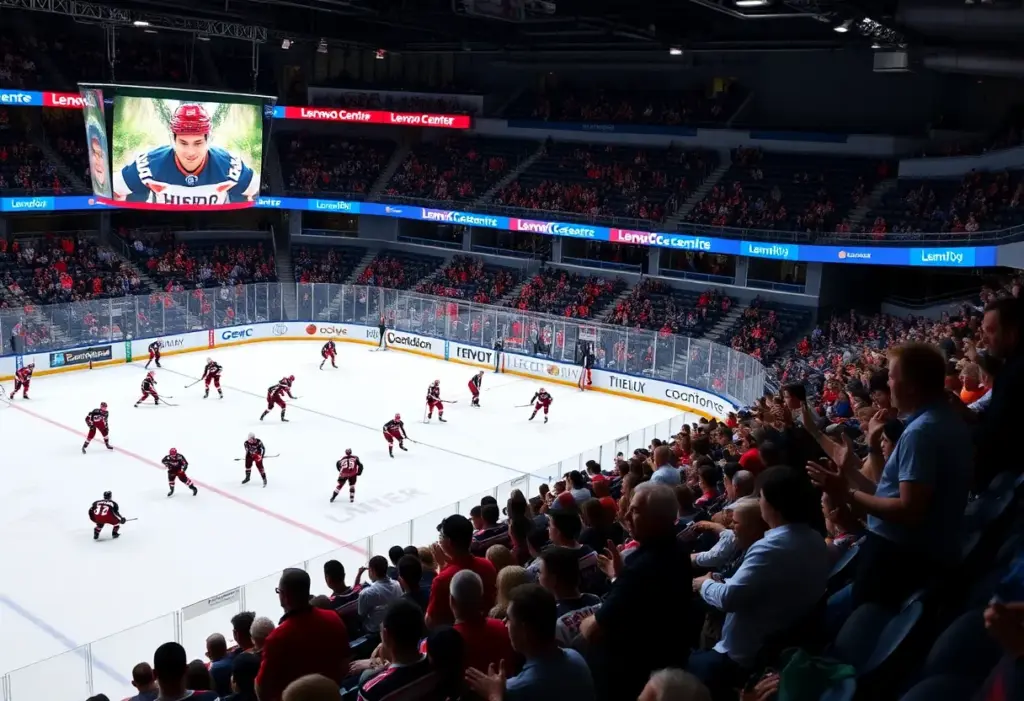 Players celebrating after the Hurricanes' victory in their season opener against the Devils.