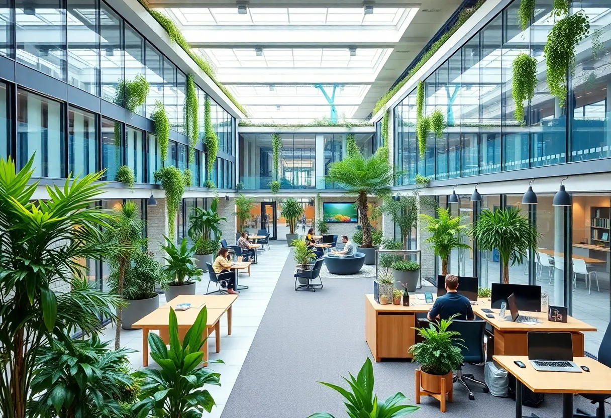Office spaces at IBM's 500 Campus in Durham, North Carolina.