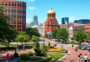 Urban scene of Raleigh, North Carolina showcasing community and nature