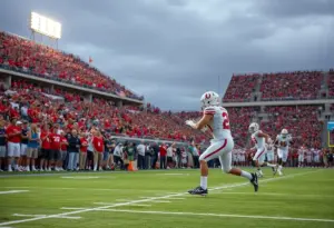 NC State Wolfpack football players in action during a game