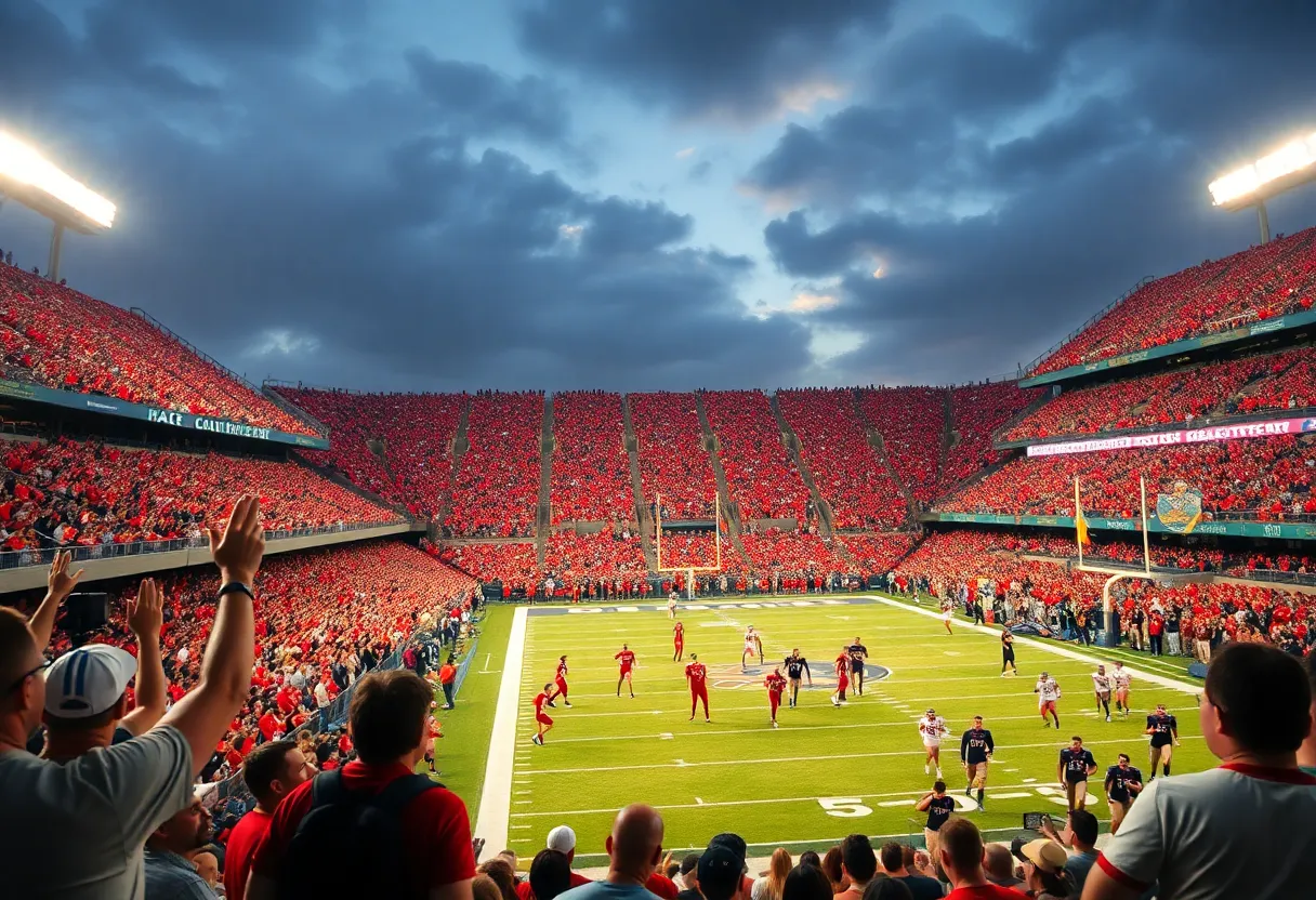 Action shot from NC State football game against Campbell