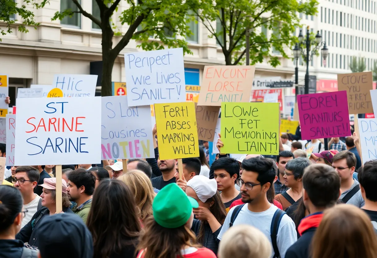 Crowd of protesters at the No Kings protests in North Carolina