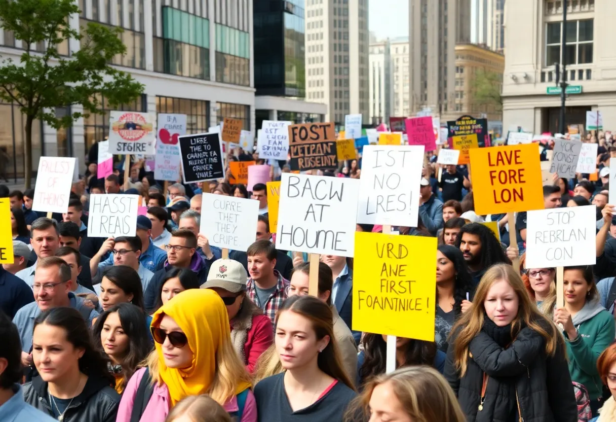 Crowd protesting at the No Kings demonstration in Raleigh