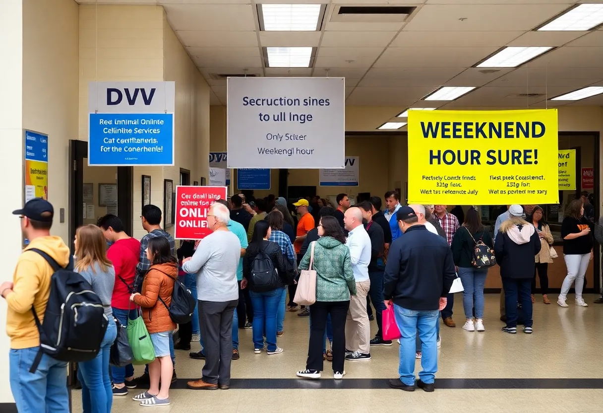 North Carolina DMV office with customers and service counters