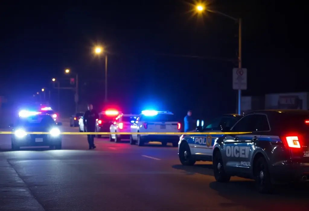 Raleigh police lights at night during an arrest