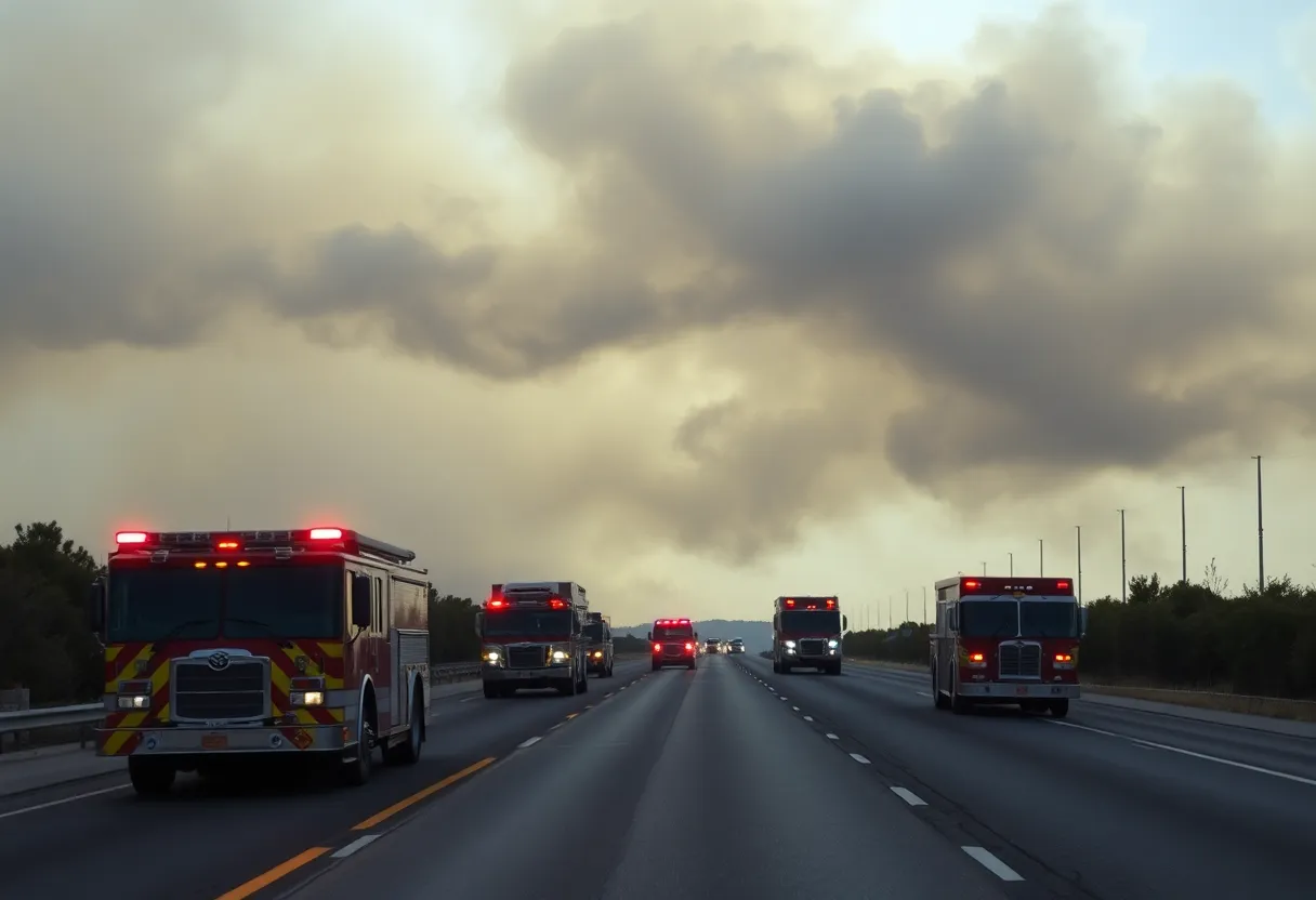 Firefighters responding to brush fires along I-540 in Raleigh