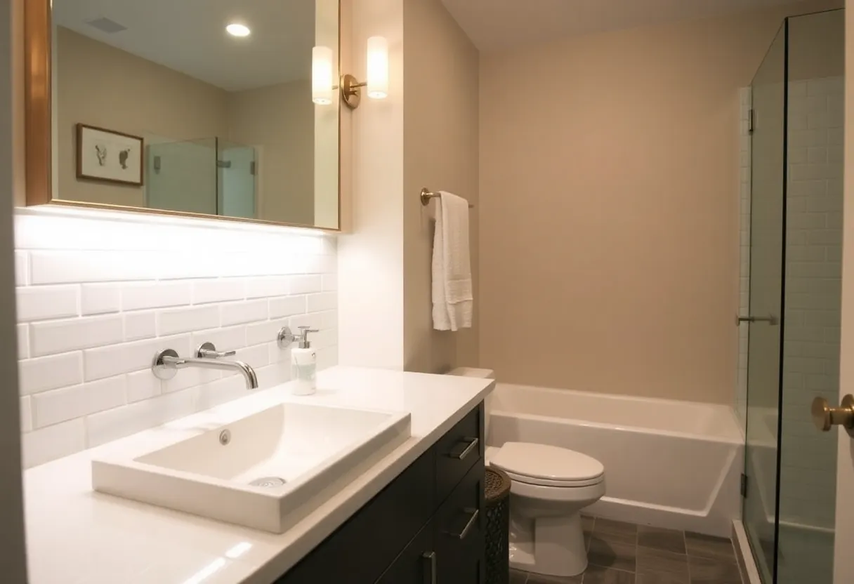Modern renovated bathroom with elegant fixtures in Raleigh NC