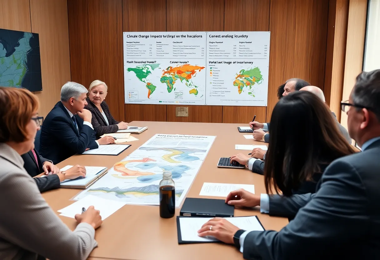 Policymakers discussing climate change insurance issues in Raleigh.