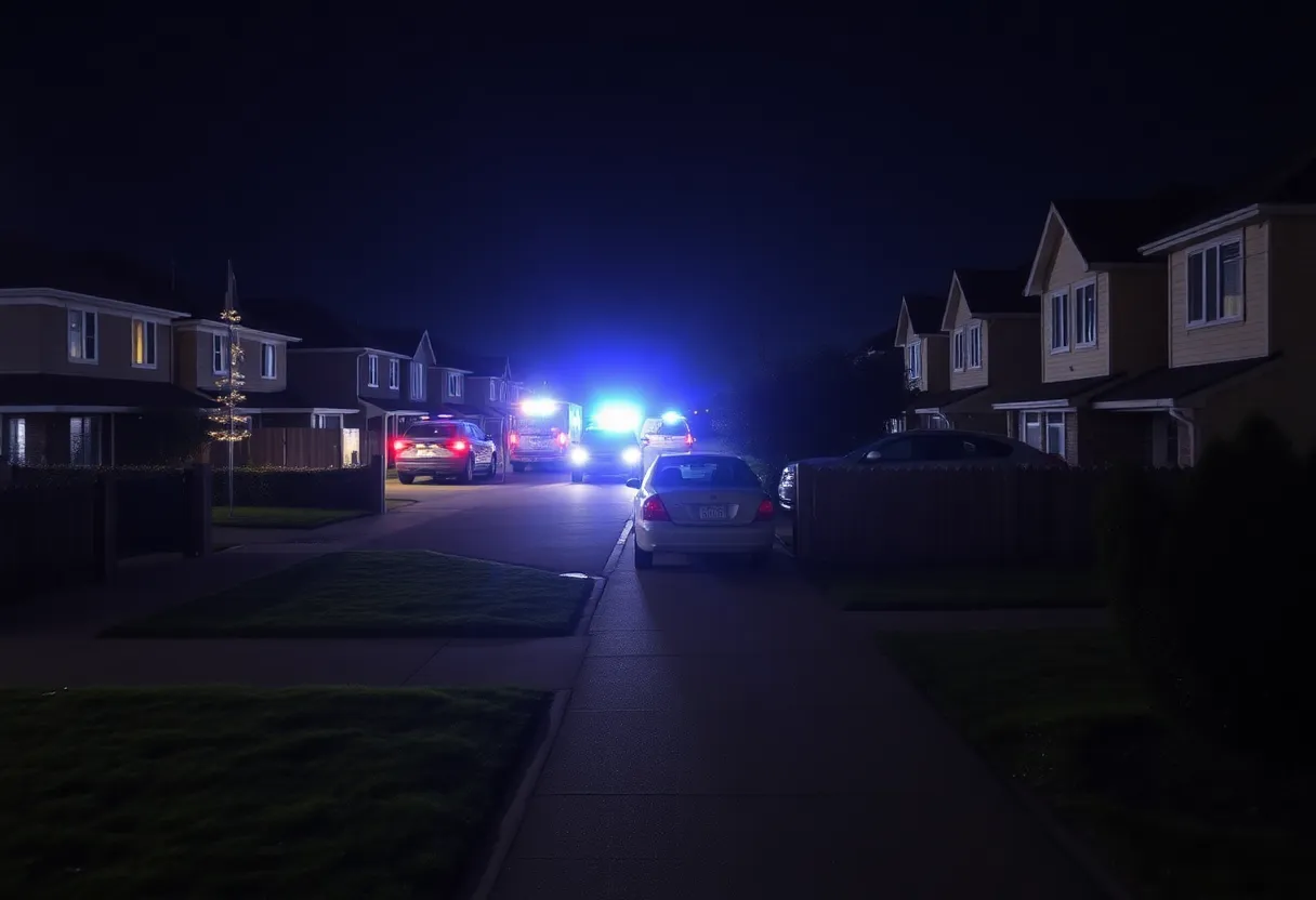 Police vehicles at a shooting scene in Wake Forest