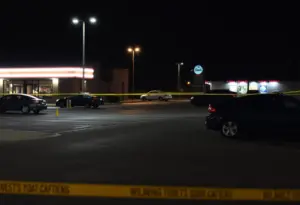 Parking lot in South Durham marked with evidence after a shooting incident
