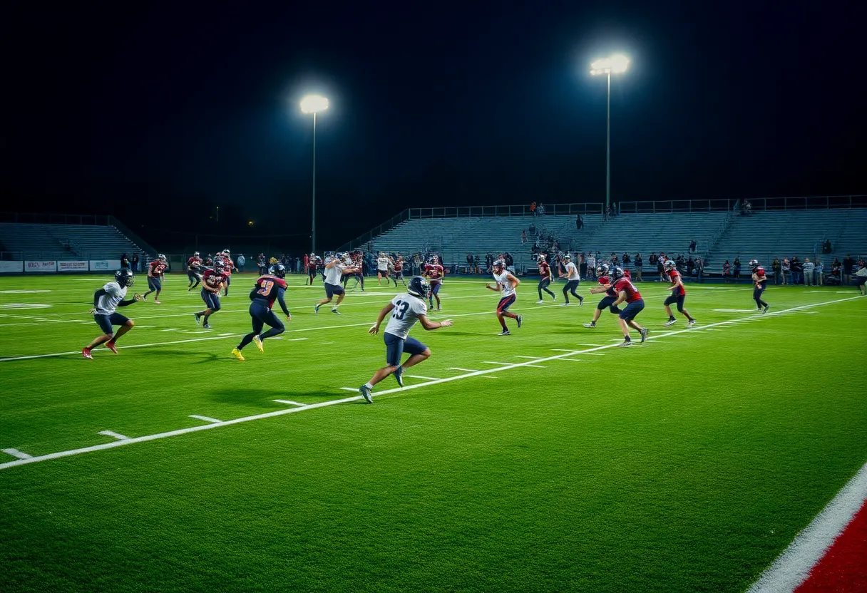Southeast Raleigh high school football team during a match