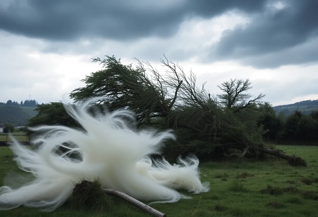 Storm damage in Ireland due to Storm Amy