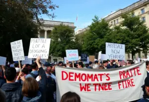 Participants in Triangle protests holding signs