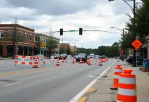 Construction work on Blue Ridge Road due to water main break