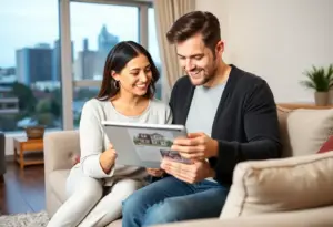 Couple researching property listings in Raleigh NC